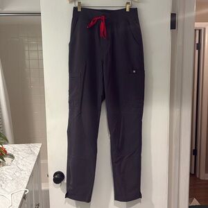 FIGS Technical Collection Women Small Tall Grey Straight Pants Drawstring
